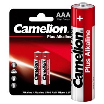Изображение Элемент питания алкалиновый AAA/LR03 1.5В Plus Alkaline LR03-BP2 BL-2 (блист.2шт) Camelion 1651