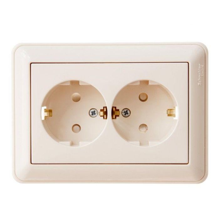Изображение Розетка 2-м СП W59 16А IP20 с заземл. защ. шторки в сборе сл. кость SE RS16-255-28