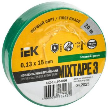 Изображение Изолента ПВХ 0.13х15мм (рул.20м) зел. IEK UIZ-13-10-K06