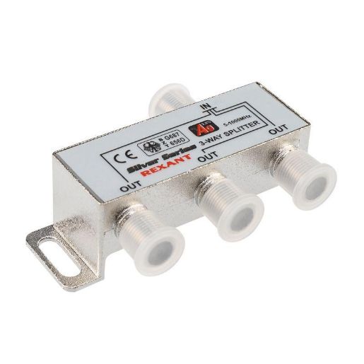 Изображение Делитель ТВ "краб" х3+4шт.F "BOX" 5-1000 МГц "Silver" Rexant 05-6102