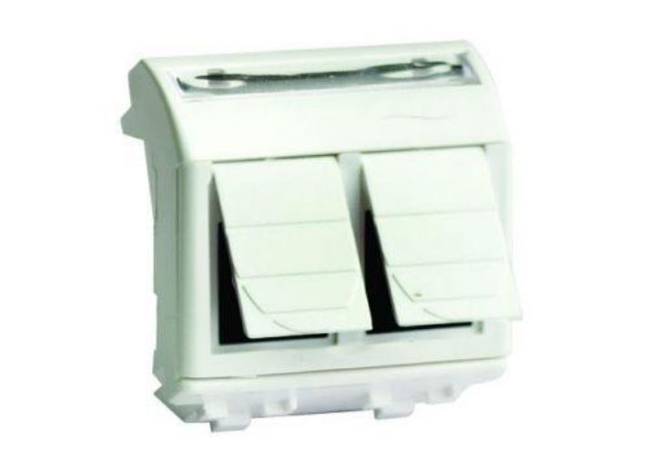 Изображение Розетка компьютерная 2-м СП 2мод. Brava RJ45 кат.5E бел. DKC 76656B