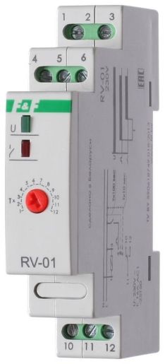 Изображение Реле времени RV-01 230В 16А задержка включ. 1..120с 1перекл. IP20 монтаж на DIN-рейке F&F EA02.001.007