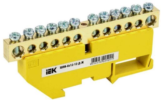 Изображение Шина PE "земля" на DIN-изол. ШНИ-8х12-12-Д-Ж IEK YNN10-812-12D-K05