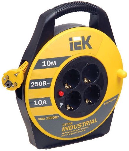 Изображение Удлинитель на катушке 4х10м с заземл. 10А IP20 Industrial УК10 3х1 термозащита IEK WKP14-10-04-10
