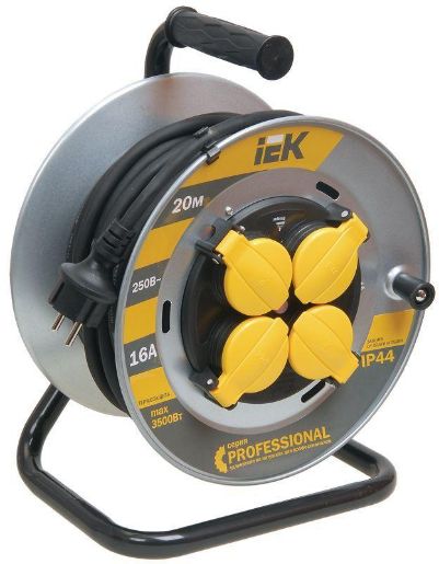 Изображение Удлинитель на метал. катушке 4х20м с заземл. 16А IP44 Professional УК20 КГ 3х1.5 термозащита IEK WKP16-16-04-20-44