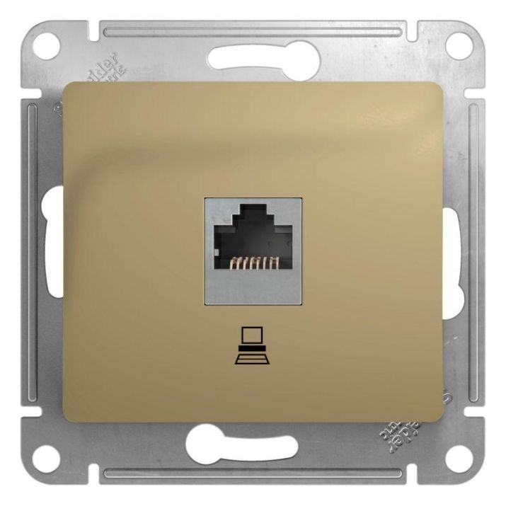 Изображение Розетка компьютерная 1-м СП Glossa RJ45 кат.5E механизм титан SE GSL000481K