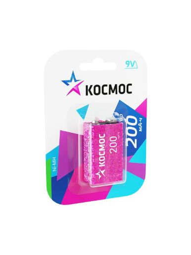 Изображение Аккумулятор 6F22 200мА.ч 1BL (блист.1шт) КОСМОС KOCNI-MH6F22(200mAh)