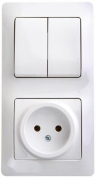 Изображение Блок комбинированный Glossa (розетка + 2-кл. выкл.) бел. SE GSL000172