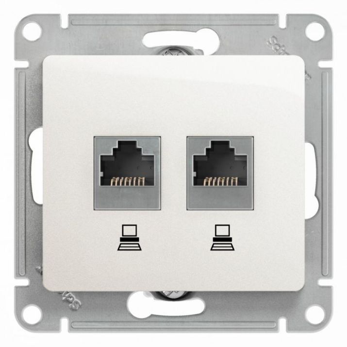 Изображение Розетка компьютерная 2-м Glossa RJ45 кат.5E механизм перламутр. SE GSL000685KK