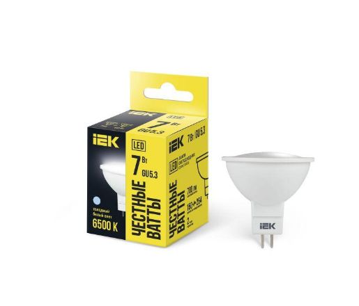 Изображение Лампа светодиодная ECO MR16 софит 7Вт 230В 6500К GU5.3 IEK LLE-MR16-7-230-65-GU5