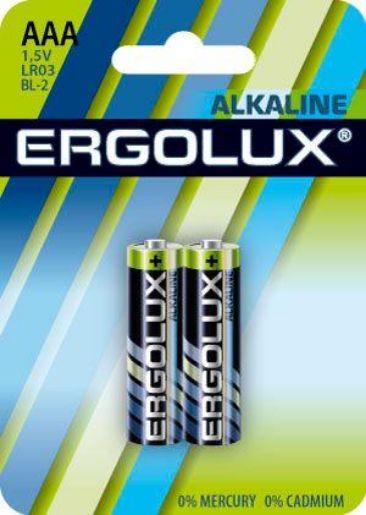 Изображение Элемент питания алкалиновый AAA/LR03 1.5В Alkaline BL-2 (блист.2шт) Ergolux 11743