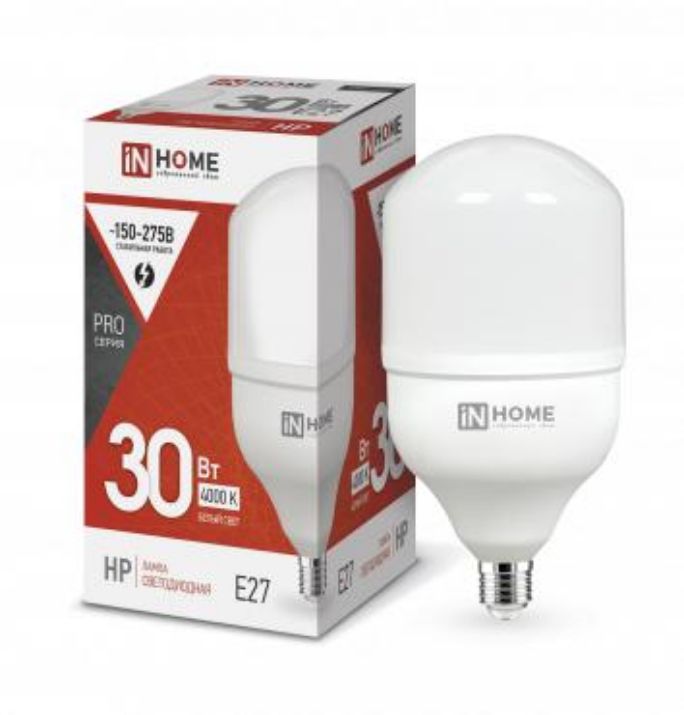 Изображение Лампа светодиодная LED-HP-PRO 30Вт трубчатая 4000К нейтр. бел. E27 2850лм 230В IN HOME 4690612031071