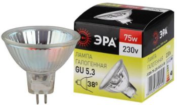 Изображение Лампа галогенная GU5.3-JCDR (MR16) -75W-230V-Cl ЭРА C0027366