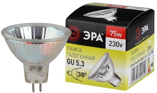 Изображение Лампа галогенная GU5.3-JCDR (MR16) -75W-230V-Cl ЭРА C0027366
