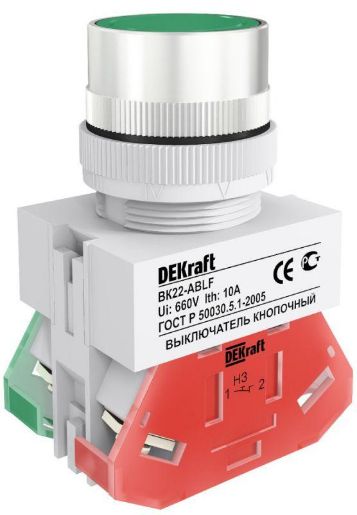 Изображение Выключатель кнопочный ABLF ВК-22 d22мм 220В зел. DEKraft 25013DEK