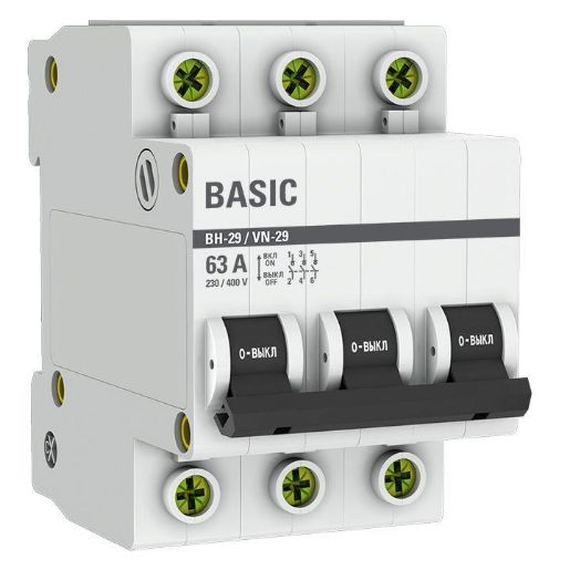 Изображение Выключатель нагрузки 3п 63А ВН-29 Basic EKF SL29-3-63-bas