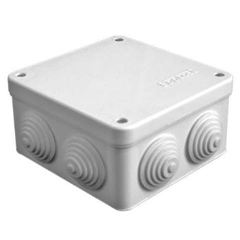 Изображение Коробка распределительная ОП 105х105х56мм IP54 7 выходов 4 гермоввода крышка на винтах сер. Epplast 110042