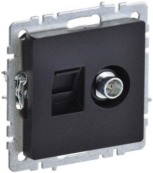 Изображение Розетка компьютерная + телевизионная 2-м Brite РТВ/РК12-БрЧ RJ45 кат.5E + TV черн. IEK BR-AK20-1-K02