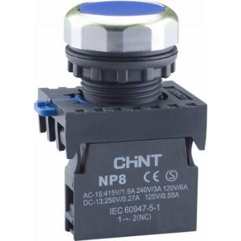 Изображение Кнопка управления NP8-10BN/6 без подсветки син. 1НО IP65 (R) CHINT 578645
