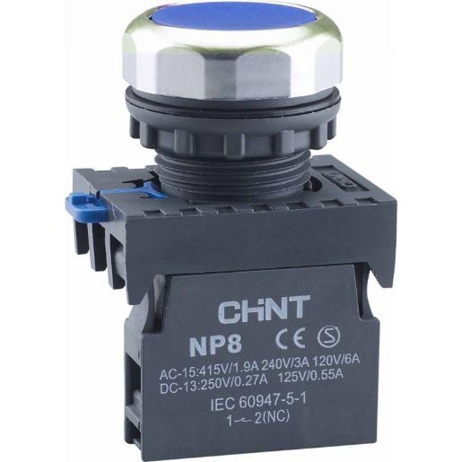 Изображение Кнопка управления NP8-10BN/6 без подсветки син. 1НО IP65 (R) CHINT 578645