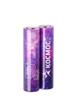 Изображение Аккумулятор 18650 Li-ion 2200мА.ч без защиты высокотоковый низкая шляпка (уп.2шт) КОСМОС KOC18650Li22UL20CS2