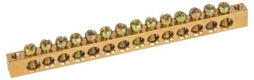 Изображение Шина NO-122-06 PEN "земля-ноль" 6х9мм 14/2 с креплениями по краям латунь ЭРА Б0047220