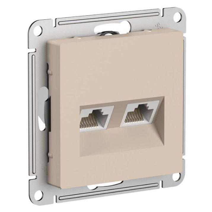 Изображение Розетка компьютерная 2-м AtlasDesign RJ45+RJ45 кат.5E механизм песочн. SE ATN001285
