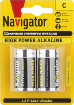 Изображение Элемент питания алкалиновый C/LR14 94 754 NBT-NE-LR14-BP2 (блист.2шт) NAVIGATOR 94754