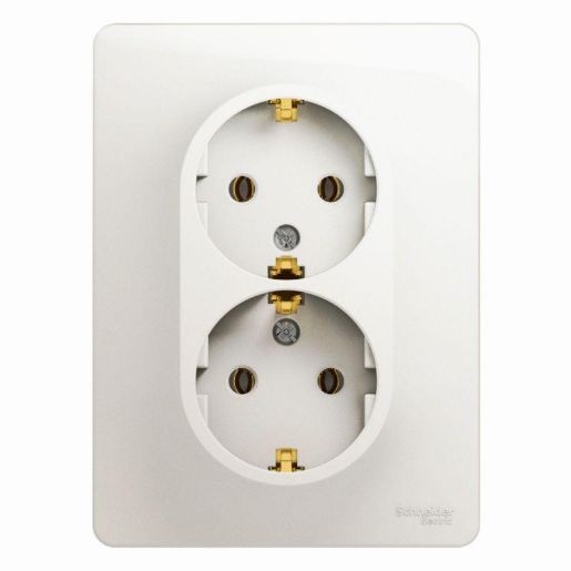Изображение Розетка 2-м СП Glossa 16А IP20 с заземл. в сборе перламутр. SE GSL000624