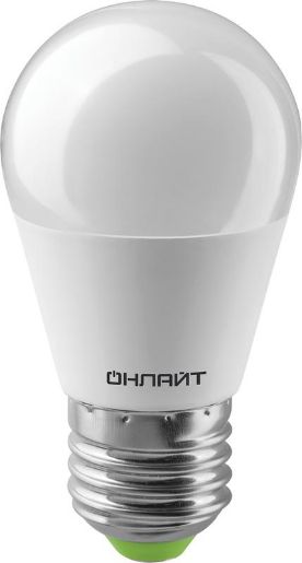 Изображение Лампа светодиодная 71 626 OLL-G45-8-230-2.7K-E27 8Вт шар 2700К тепл. бел. E27 560лм 176-264В ОНЛАЙТ 71626