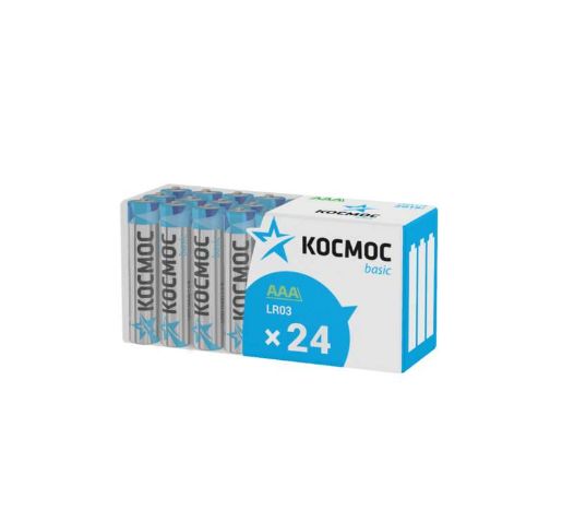 Изображение Элемент питания алкалиновый AAA/LR03 пласт. бокс (уп.24шт) КОСМОС KOCLR03_24BOX