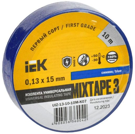 Изображение Изолента ПВХ 0.13х15мм (рул.10м) син. IEK UIZ-13-10-10M-K07