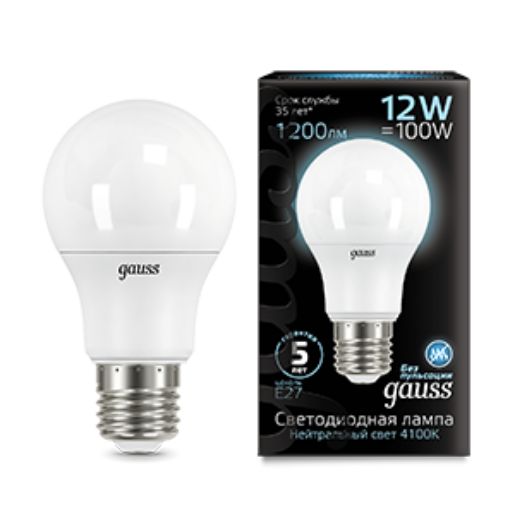 Изображение Лампа светодиодная Black 12Вт A60 4100К нейтр. бел. E27 1200лм GAUSS 102502212