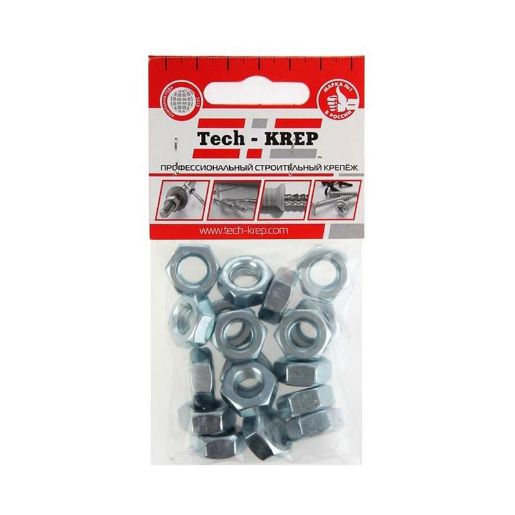 Изображение Гайка шестигранная М10 DIN 934 цинк. пакет (уп.18шт) Tech-Krep 103027
