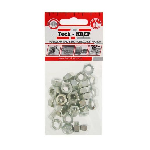 Изображение Гайка шестигранная М8 DIN 934 цинк. пакет (уп.35шт) Tech-Krep 103026