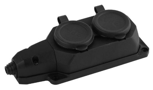Изображение Колодка удлинителя 2-м с заземл. 16А IP44 K-2e-B-IP44 каучук черн. Эра Б0044544