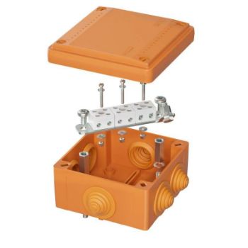Изображение Коробка ответвительная FS 100х100х50мм 6р 450В 6А 4кв.мм с каб. вводами и клеммн. IP56 пластик. DKC FSB11604