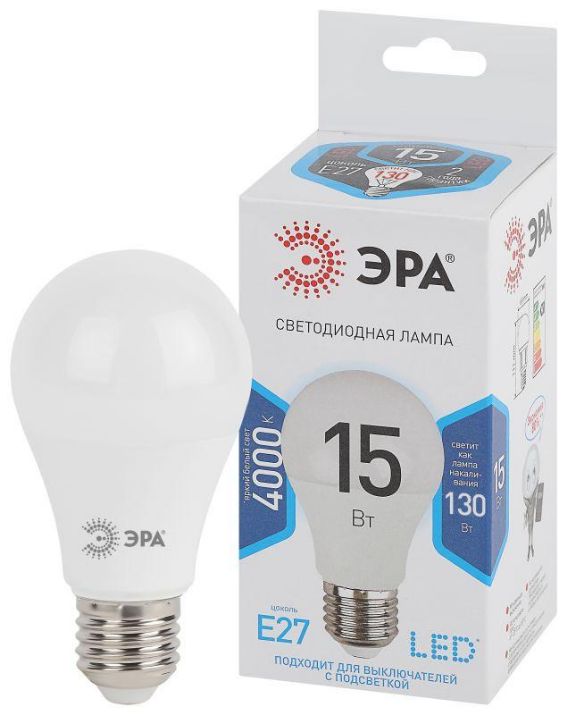 Изображение Лампа светодиодная A60-15W-840-E27 грушевидная 1200лм ЭРА Б0033183