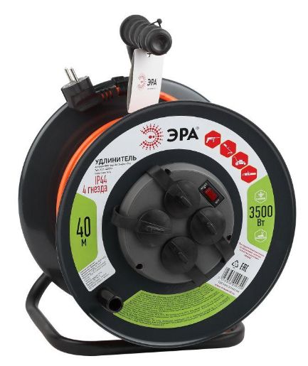 Изображение Удлинитель на метал. катушке 4х40м с заземл. 16А IP44 RMx-4es-3х1.5-40m-IP44 ПВС 3х1.5 Эра Б0046851