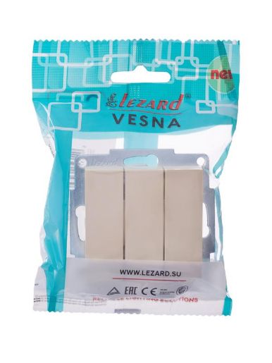 Изображение Выключатель 3-кл. СП Vesna механизм крем. LEZARD 742-0388-109