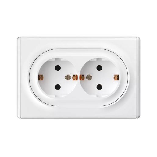 Изображение Розетка 2-м СП Florence 16А IP20 с заземл. винт. клеммы бел. 1E10401300 OneKeyElectro 2172767