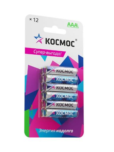 Изображение Элемент питания алкалиновый AAA/LR03 BP-12 (блист.12шт) КОСМОС KOCLR03BL12
