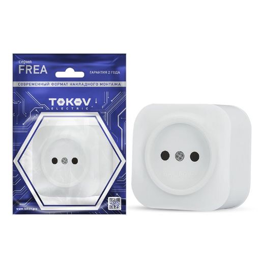 Изображение Розетка 1-м ОП Frea 16А IP20 250В без заземл. АБС-пластик бел. TOKOV ELECTRIC TKE-FR-R1-C01