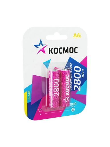 Изображение Аккумулятор AA/R6 NI-MN 2800мА.ч BP-2 (блист.2шт) Космос KOCR6NIMH2800MAH2BL