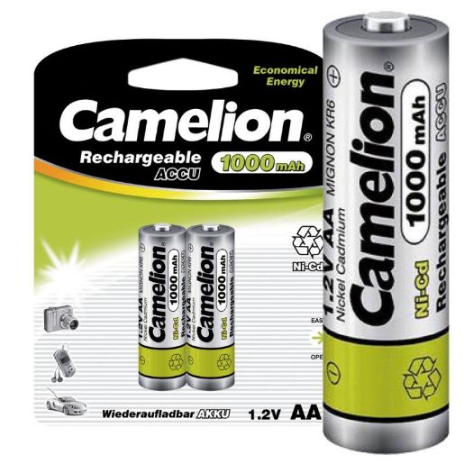 Изображение Аккумулятор AA/R6 NI-CD 1000мА.ч BP-2 металлик (блист.2шт) Camelion 6181