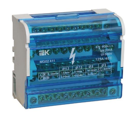Изображение Шина на DIN-рейку в корпусе (кросс-модуль) ШНК 4х11 3L+PEN IEK YND10-4-11-125