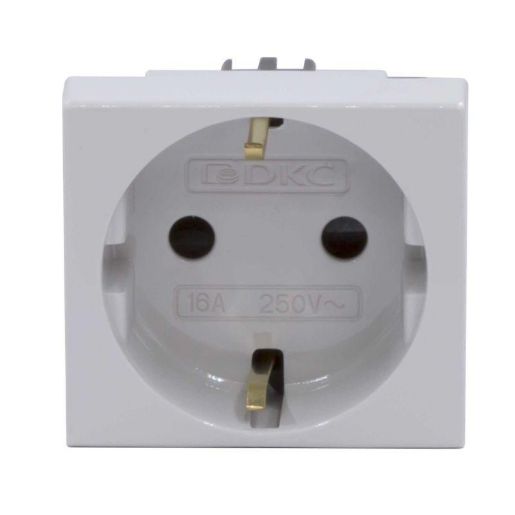 Изображение Розетка 1-м 2мод. Viva 16А IP20 2P+E с заземл. защ. шторки сер. DKC 45025