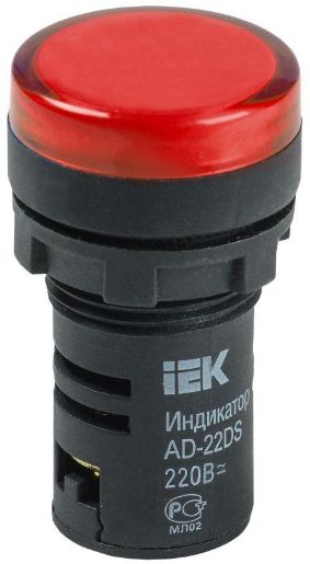 Изображение Лампа светосигнальная AD22DS d22мм 230В красн. IEK BLS10-ADDS-230-K04