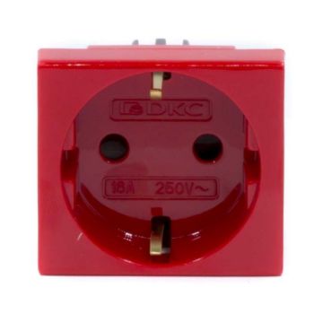 Изображение Розетка 1-м 2мод. Viva 16А IP20 2P+E с заземл. защ. шторки красн. DKC 45015