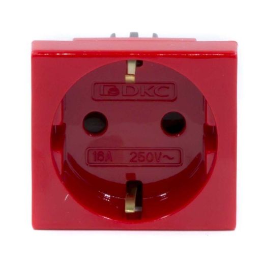 Изображение Розетка 1-м 2мод. Viva 16А IP20 2P+E с заземл. защ. шторки красн. DKC 45015